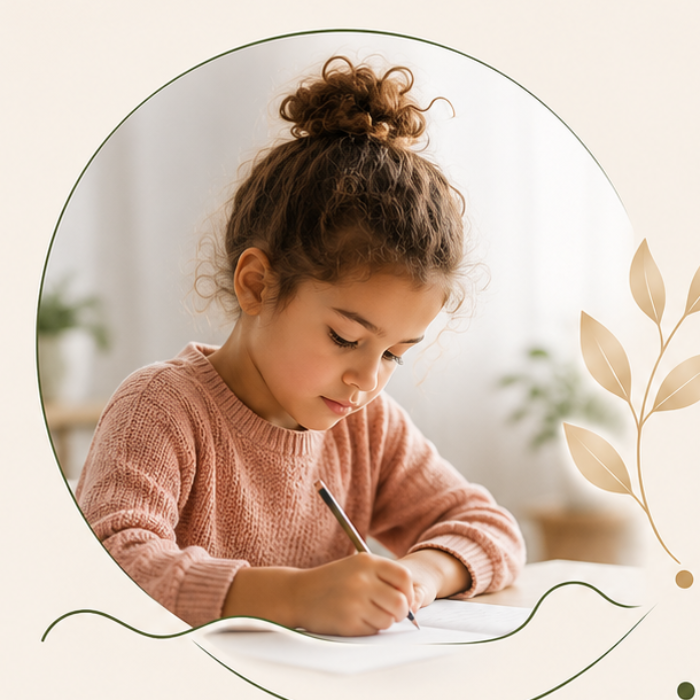 Enfant qui s'applique à écrire